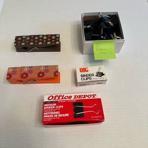 Office Depot Binder Clips And Decorative Clothespin Note Holders Lot Supplies